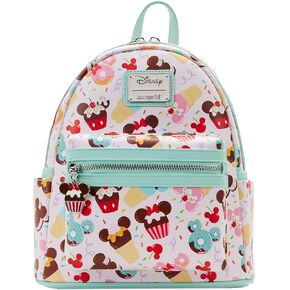 Loungefly Disney Mickey and Minnie Mouse Sweet Treats All Over Print Womens Double Strap Shoulder Bag Purse