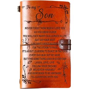 PRSTENLY Gifts for Son Leather Journal, to My Son Gifts 140 Page Refillable Journal Notebook, Birthday Christmas Gifts for Son from Mom Dad