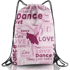 Dance Drawstring Bag Gifts for Dancers Dancer Drawstring Backpack Dance Team Gifts Dance Party Favor Bag (Black,1Pcs)
