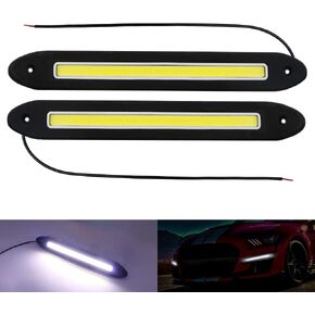 YSY 2Pcs Flexible Car LED Daytime Running Light Strip High Power COB DRL Fog Lights Driving Lamp Waterproof White 12V (I shape)