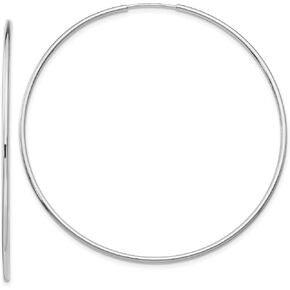 10K Solid White Gold Endless Round Extra Large Hoop Earrings