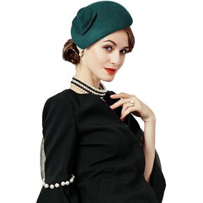 Wool Felt Fascinator Hats for Women Ladies Female Wedding Cocktail Tea Party Dress Pillbox Hat