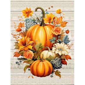 MjhRcll Fall Paint by Numbers for Adults,Sunflowers and Pumpkin Paint by Numbers Kits for Beginner,Happy Fall Paint by Number on Canvas for Holiday Home Wall Decor 16X20 Inch