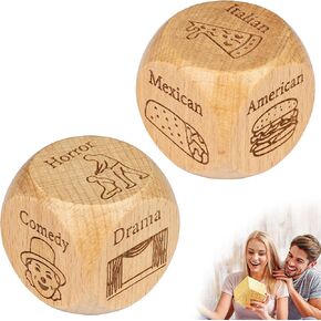 Couple Date Night Dice Ideas, Gifts for Men Women, Food Decision Dice naughty Games, Anniversary Birthday Engagement Valentine's Day Gift for Boyfriend Girlfriend Husband Wife Groom Bride Him Her