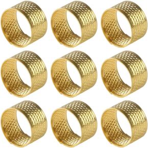 KAKULO 9PCS Sewing Thimble Adjustable Thimble Set, Finger Protectors for Needlework, Knitting and Crafts (Gold)