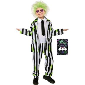 CICOCI Adult Black White Striped Costume For Men Suit Plus Size Halloween Cosplay Costume