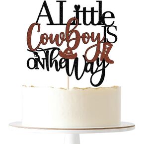 A Little Cowboy Is On The Way Cake Topper, Wild Western Cowboy Baby Shower Cake Topper, Farm Theme Party Decoration