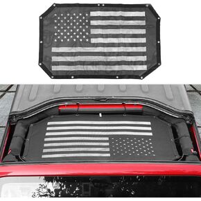 CheroCar JK Mesh Sunshade Mesh Shade Top Cover Provides UV Sun Protection for 4 Door 2007-2018 Jeep Wrangler JK Accessories (American Flag)