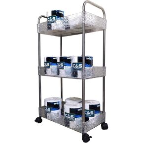 Rolling Storage Cart Clear Organizer Shelf with Wheels for Bathroom Office Kitchen Laundry Living Room Shower Room Washroom Organization Utility Cart,Transparent (3 Tier)