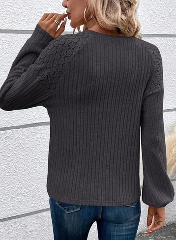 Acelitt Womens Fall Long Sleeve Tunic Tops Casual Crew Neck Dressy Shirt Lace Patchwork Blouses Pullover Sweaters in Saudi Arabia