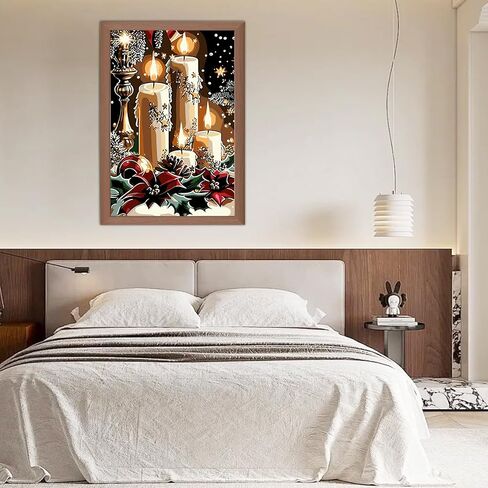 SENQAO Framed Paint by Numbers Kit for Adults Beginners with Wooden Easel, Christmas Easy Paint by Number Kit with Frame, Watercolor Adult Paint by Number Framed Canvas 7.8x11.8in in Kuwait