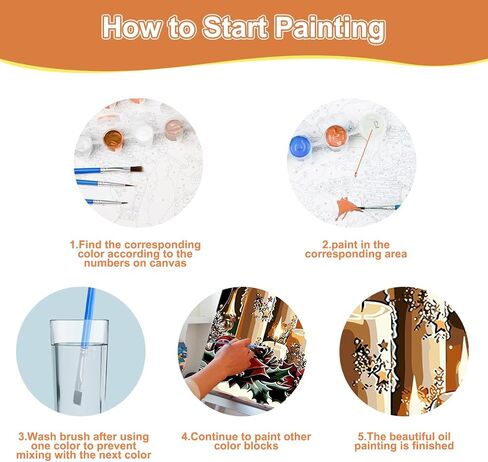 SENQAO Framed Paint by Numbers Kit for Adults Beginners with Wooden Easel, Christmas Easy Paint by Number Kit with Frame, Watercolor Adult Paint by Number Framed Canvas 7.8x11.8in in Kuwait