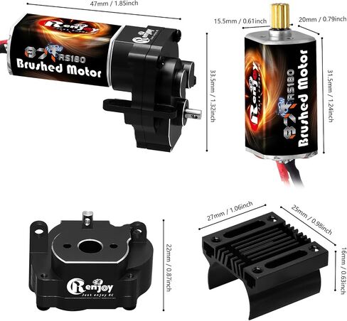 180 87T Brushed Motor with Aluminum Transmission Gearbox for 1/18 TRX4M RC Car Upgrade Parts (Assembled), Blue in Saudi Arabia