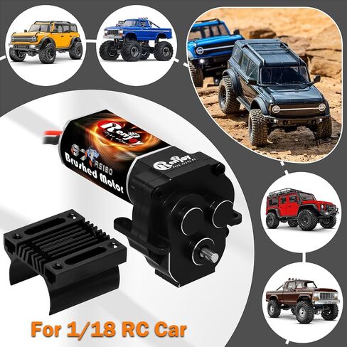 180 87T Brushed Motor with Aluminum Transmission Gearbox for 1/18 TRX4M RC Car Upgrade Parts (Assembled), Blue in Saudi Arabia