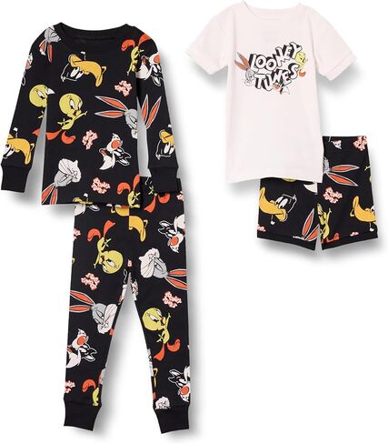 طقم بيجامة قطنية مريحة للجنسين من Amazon Essentials Looney Tunes للأطفال والصغار in Kuwait