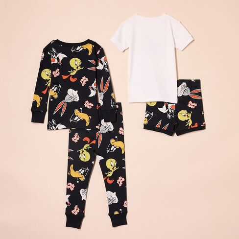 طقم بيجامة قطنية مريحة للجنسين من Amazon Essentials Looney Tunes للأطفال والصغار in Kuwait