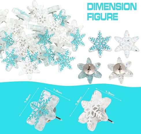 Zonon 30 Pieces Christmas Snowflake Push Pins, Decorative Cork Board Tacks, 0.9 Inch Thumb Tacks for Bulletin Board, Office Home Winter Christmas Decorations(White, Blue) in Saudi Arabia