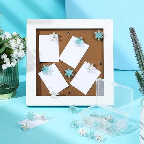 Zonon 30 Pieces Christmas Snowflake Push Pins, Decorative Cork Board Tacks, 0.9 Inch Thumb Tacks for Bulletin Board, Office Home Winter Christmas Decorations(White, Blue) in Saudi Arabia
