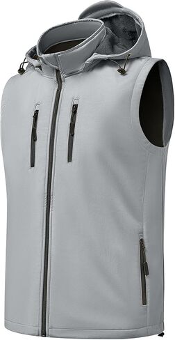 Men Vest Outerwear Windproof Vests Fleece Softshell Sleeveless Jacket with Detachable Hood for Golf Hiking in Saudi Arabia