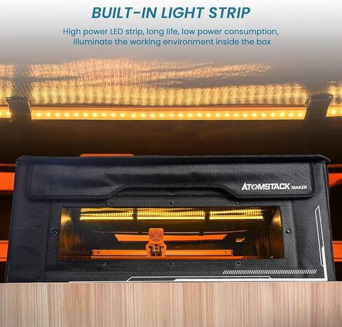 ATOMSTACK FB2 Laser Engraver Enclosure 30" X 29" X 17" with Exhaust Vent & Pipe, Fireproof Dustproof Foldable Protective Cover Odor Noise Reduction Eye Protection Compatible for Most Engraver Machines in Kuwait