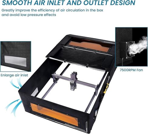ATOMSTACK FB2 Laser Engraver Enclosure 30" X 29" X 17" with Exhaust Vent & Pipe, Fireproof Dustproof Foldable Protective Cover Odor Noise Reduction Eye Protection Compatible for Most Engraver Machines in Kuwait