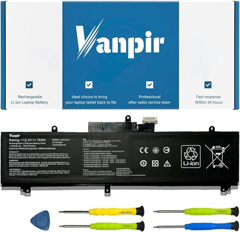 استبدال بطارية الكمبيوتر المحمول Vanpir C21N1624 لجهاز Asus Q325U Q325UA Q325UAR ZenBook Flip S UX370UA 1A 1B C4061T C4072T C4093T Series Notebook 0B200-02420000 7.7V 39Wh 5070mAh in Saudi Arabia