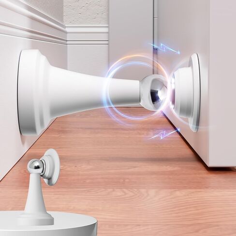 Magnetic Door Stoppers, Stainless Steel and Rubber Door Stops for Wall and Floor Mounting, No Drilling Door Stop with Adhesive Tapes, White, 2 Pack in Saudi Arabia