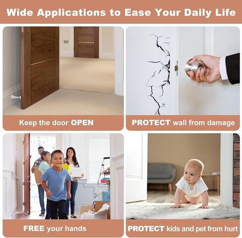Magnetic Door Stoppers, Stainless Steel and Rubber Door Stops for Wall and Floor Mounting, No Drilling Door Stop with Adhesive Tapes, White, 2 Pack in Saudi Arabia