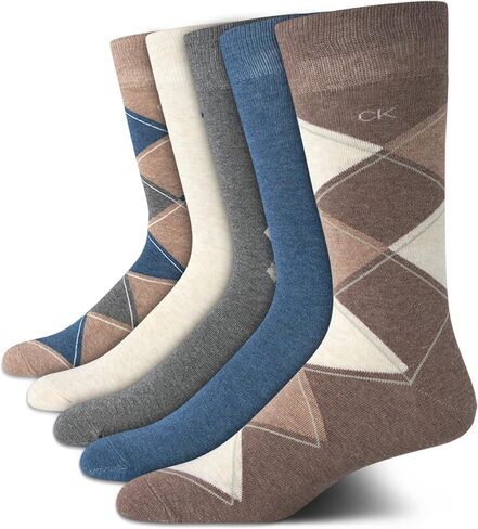 Calvin Klein Men's Dress Socks - 5 Pack Plain and Printed Crew Calf Compression Socks (7-12) in Saudi Arabia