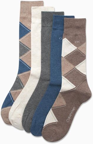 Calvin Klein Men's Dress Socks - 5 Pack Plain and Printed Crew Calf Compression Socks (7-12) in Saudi Arabia
