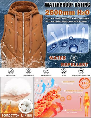 HEEKPEK Womens Long Puffer Vest Sleeveless Hooded Zip Up Puffy Jackets 2024 Quilted Winter Coats with Pockets Warm Outerwear in Saudi Arabia
