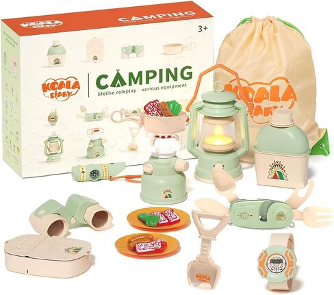 KidEwan Pretend Camping Set for Kids, Play Camp Gear Toys with Spray Stove/Food Set/Binoculars/Compass Outdoor Campfire Toy Set for Toddlers Kids Ages 3+ in Saudi Arabia