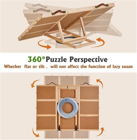 2000PCS Wooden Rotating Puzzle Board with 6 Drawers, Light and Portable Jigsaw Puzzle Board with Cover, Adjustable Puzzle Table with 4 Tilting Angles and Rotating Base for Adults Gifts, 41.3" X 29.5" in Saudi Arabia