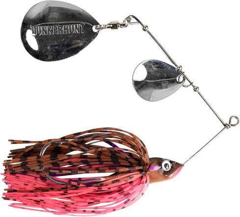Lunkerhunt Spinner Baits for Bass Fishing with Skirt Jig | Double Willow Leaf Metal Blade Spinning Fishing Lure Bait Emits High Vibration Attracts and Cast Big Fish | Effective Swim Bass Jigs Plastic in Kuwait