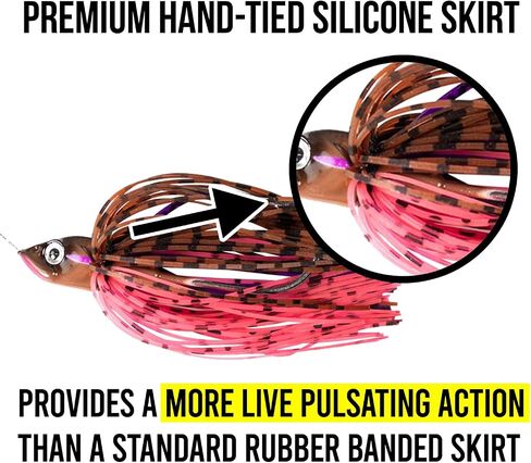 Lunkerhunt Spinner Baits for Bass Fishing with Skirt Jig | Double Willow Leaf Metal Blade Spinning Fishing Lure Bait Emits High Vibration Attracts and Cast Big Fish | Effective Swim Bass Jigs Plastic in Kuwait