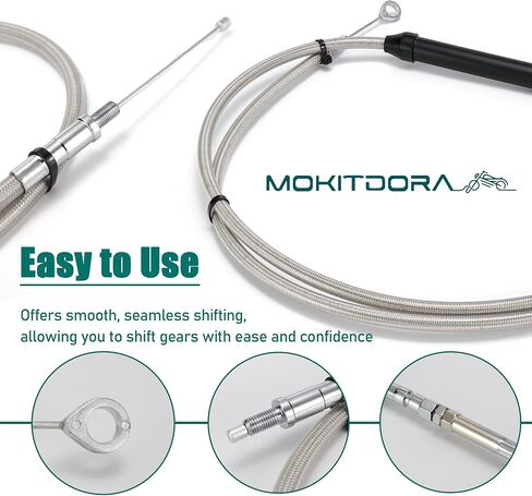 MoKitDora +4 بوصة Touring Dyna Softail كابل القابض ممتد الطول من الفولاذ المقاوم للصدأ مضفر لـ 6 سرعات نقل 2007-2016 Harley Touring Dyna Softail Twin Cam & '18-up M8 موديلات مطورة، كروم in Saudi Arabia