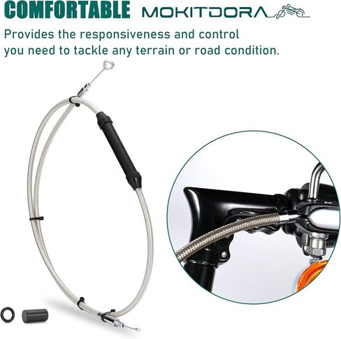 MoKitDora +4 بوصة Touring Dyna Softail كابل القابض ممتد الطول من الفولاذ المقاوم للصدأ مضفر لـ 6 سرعات نقل 2007-2016 Harley Touring Dyna Softail Twin Cam & '18-up M8 موديلات مطورة، كروم in Saudi Arabia