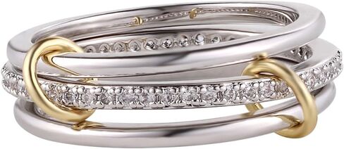 Stackable Rings for Women Non Tarnish, Silver Rings for Women with CZ Cubic Zirconia Band, Silver Gold Rings Set for Women Dainty Bands (7) in Saudi Arabia