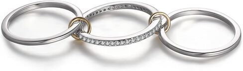 Stackable Rings for Women Non Tarnish, Silver Rings for Women with CZ Cubic Zirconia Band, Silver Gold Rings Set for Women Dainty Bands (7) in Saudi Arabia