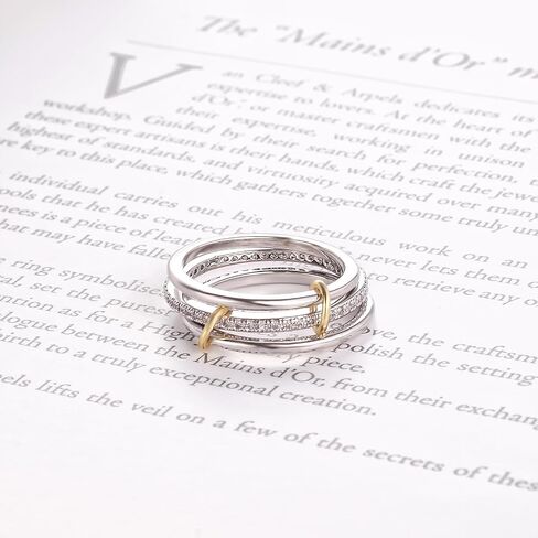 Stackable Rings for Women Non Tarnish, Silver Rings for Women with CZ Cubic Zirconia Band, Silver Gold Rings Set for Women Dainty Bands (7) in Saudi Arabia