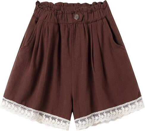 Mud Kingdom Girls Summer Shorts Wide Leg Elastic Waist Lace Trim Pull On in Kuwait