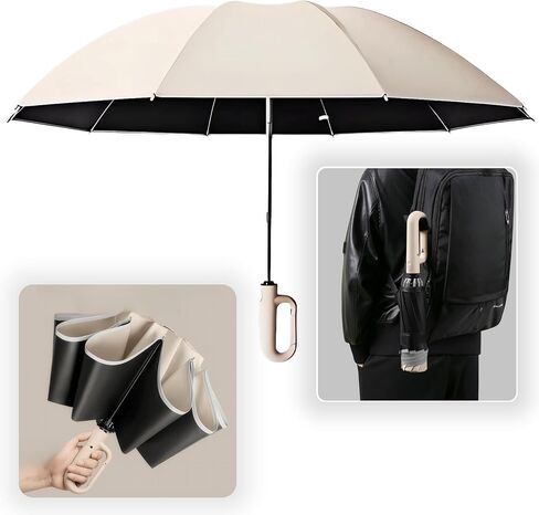 New Ring Buckle Rain or Shine Umbrella,Large Compact Reverse Umbrella for Rain and UV Protection,Sturdy Windproof, Travel Portable, Automatic Umbrella with Reflective Strip for Women Men in Saudi Arabia