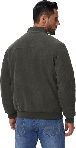 TBMPOY Men's Corduroy Bomber Jacket Quilted Lined Fleece Trucker Full Zip Winter Warm Casual Coat with 3 Zipper Pockets in Kuwait