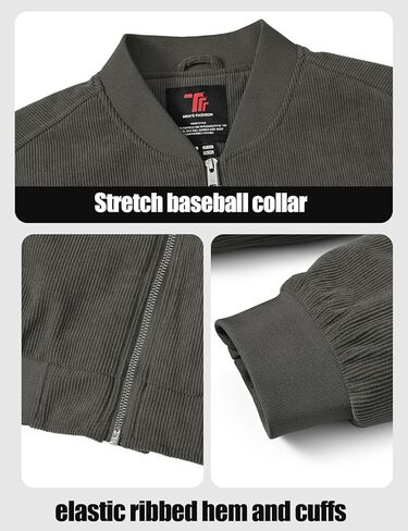 TBMPOY Men's Corduroy Bomber Jacket Quilted Lined Fleece Trucker Full Zip Winter Warm Casual Coat with 3 Zipper Pockets in Kuwait