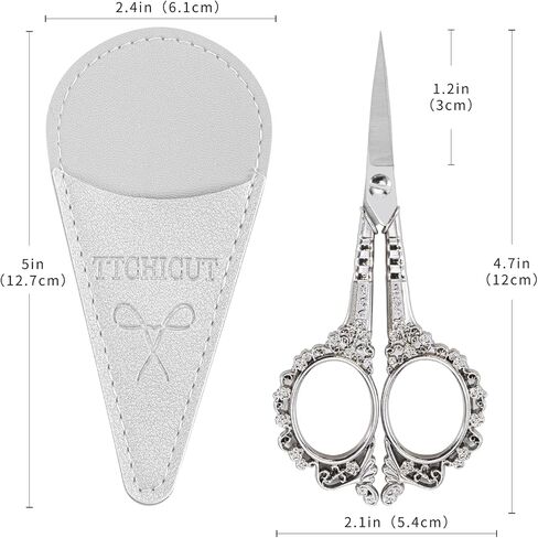 Vintage All-Purpose Scissors with Sheath - Sharp Sewing, Embroidery, Manicure & Pedicure Grooming Scissors for Office, Home & Crafts in Saudi Arabia