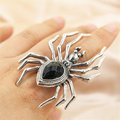 Caiyao Punk Stacking Spider Knuckle Ring for Women Men Gothic Beaded Open Adjustable Insect Animal Statement Finger Ring Exaggrated Rock Party Bar Halloween Jewelry Gift in Saudi Arabia