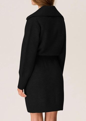 PRETTYGARDEN Womens Fall Sweater Dress Long Sleeve V Neck Button Down Knit Pullover Short Dresses in Saudi Arabia