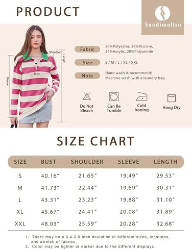 Saodimallsu Womens Striped Sweater Collared Color Block Long Sleeve Button Knit Tunic Tops in Saudi Arabia