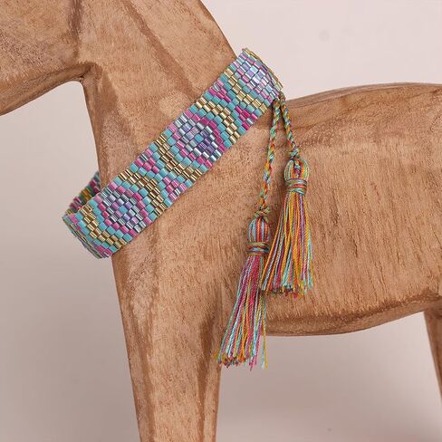 Handmade Seed Bead Friendship Wristband Wrap Bracelets for Women Charm Adjustable Evil Eye Beaded Rope Braided Boho Multicolor Bracelet Fashion Jewelry Gift in Kuwait