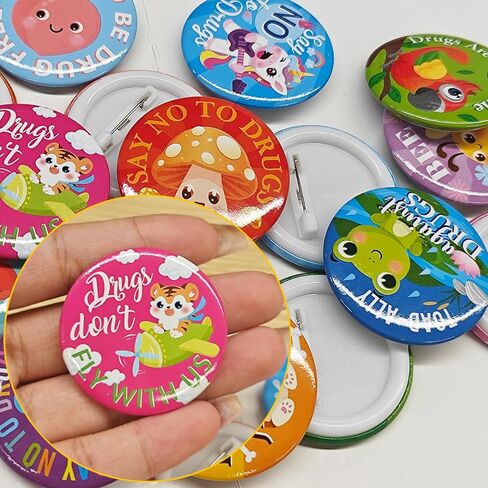 32 Pcs Red Ribbon Awareness Buttons Pins Bulk Sets,1.5 Inch Round Badges Decoration for Red Ribbon Week Party Favor Supplies Decorations Goodie Bag Stuffers Groups Support Fundraisers in Kuwait